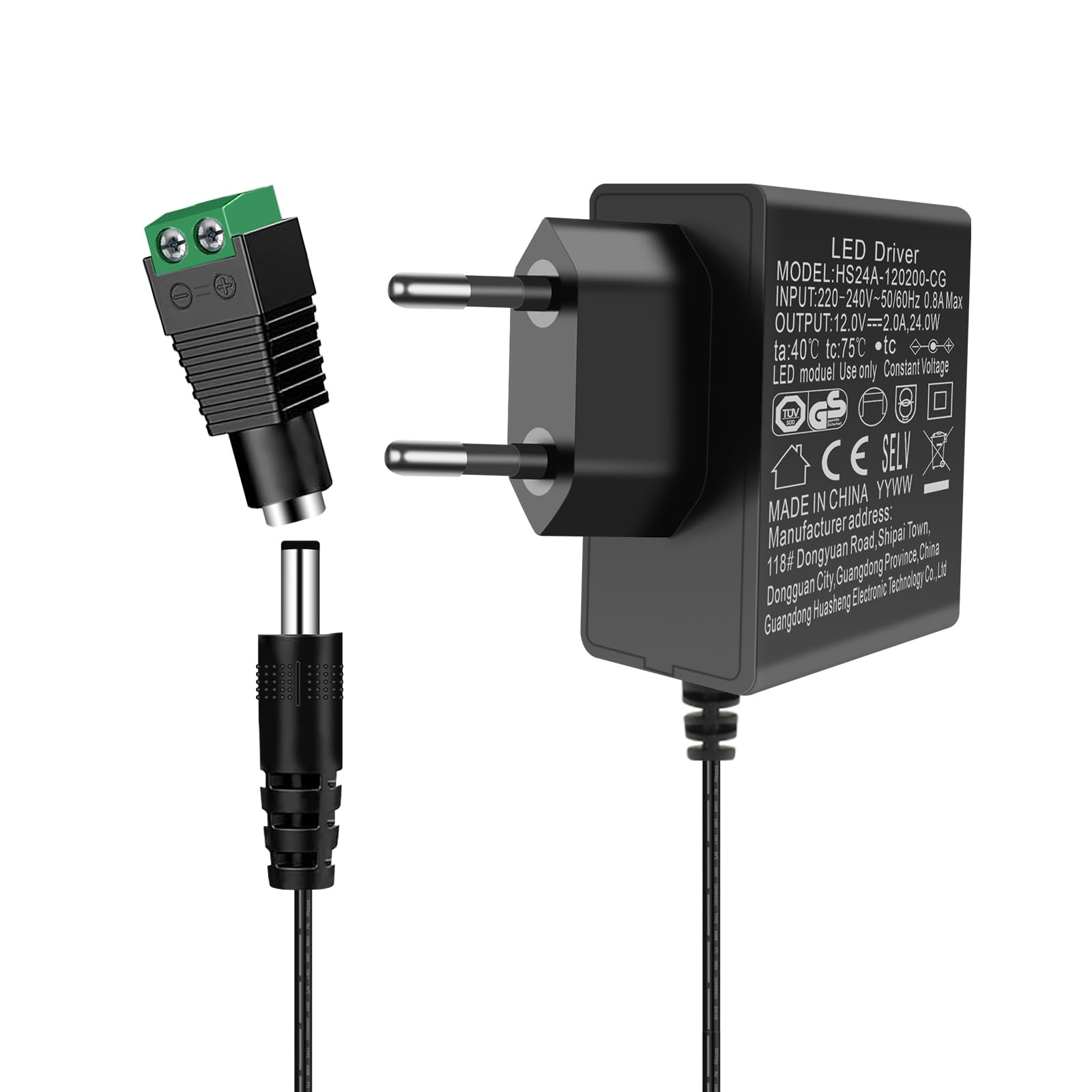 12V Netzteil 2A, AC Adapter Netzteil Eingang 200-240V, 24W 12V Power Supply für LED Strip,Transformator, IP Kamera, Externe Festplatte