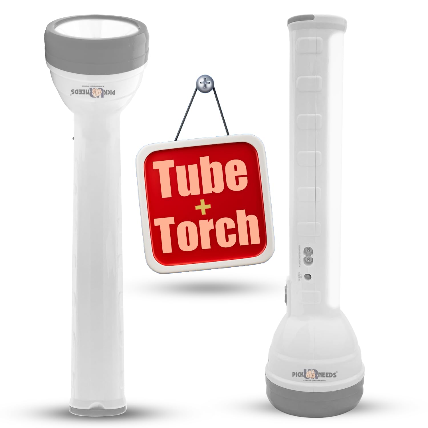 Pick Ur Needs 2 in 1 Emergency Rechargeable Long Range 50 Watt+Side Tube Search Torch Light with Dual Battery Emergency Light (Grey)-image-15