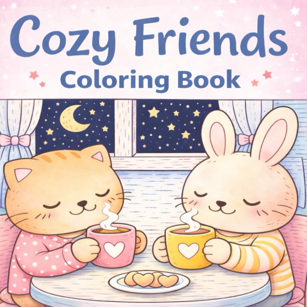 Cozy Friends Colouring Book: Adorable Animal Scenes for Relaxation, Stress Relief, and Mindful Colouring