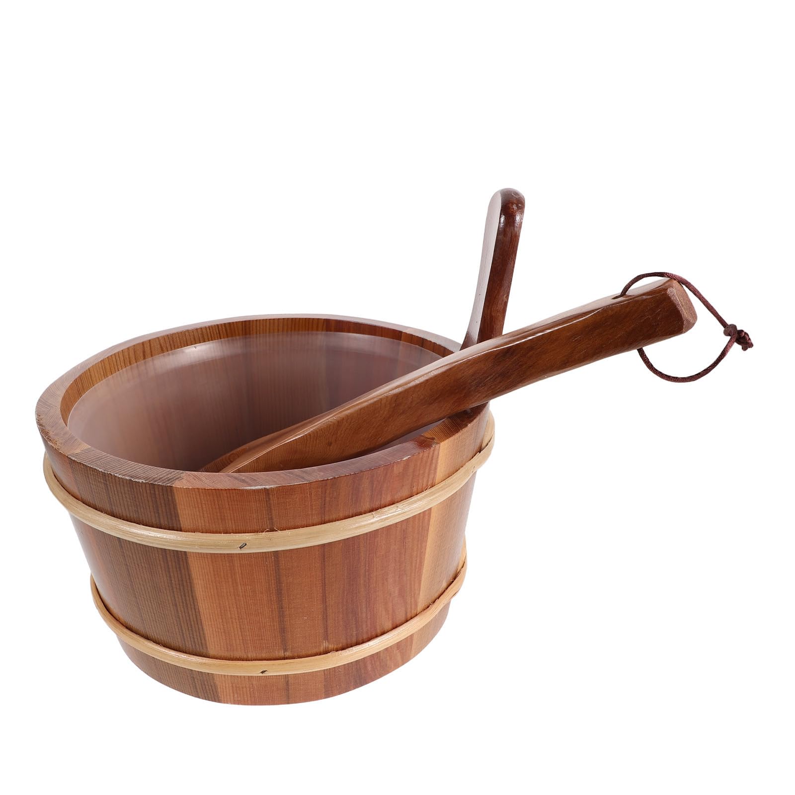 Cubo y Cucharón de Madera para Sauna de 4l con Asa