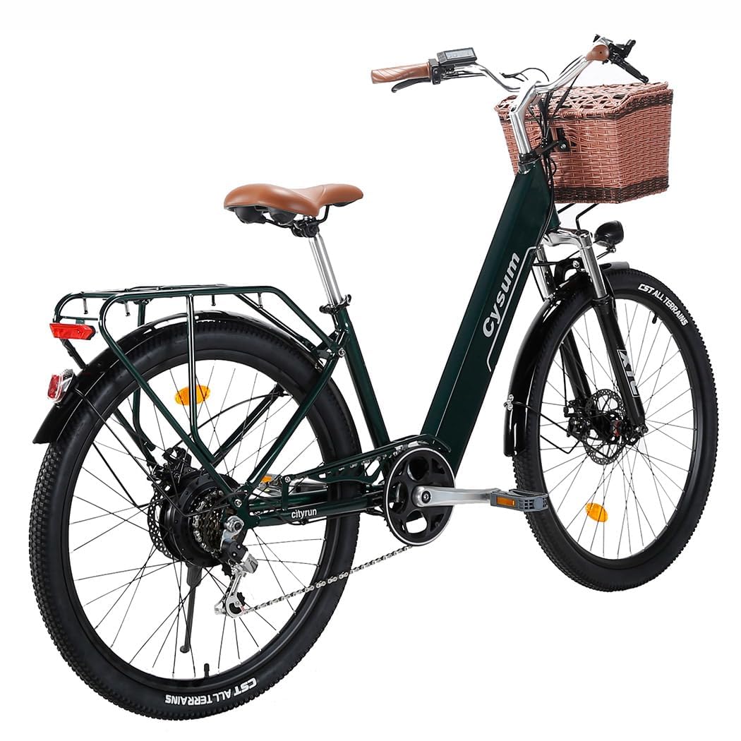 bici elettrica donna 26 pollici bicicletta elettrica donna batteria 36V autonomia 80km bici elettrica pedalata assistita cambio Shimano 7 velocità freni a disco (Verde)