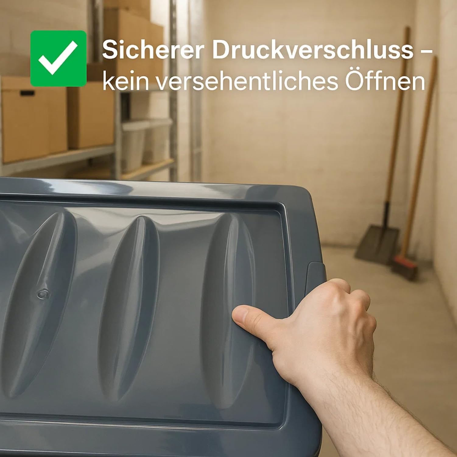 BigDean 3x 60 L Aufbewahrungsbox mit Deckel groß Budget Line Plastikbox mit Deckel