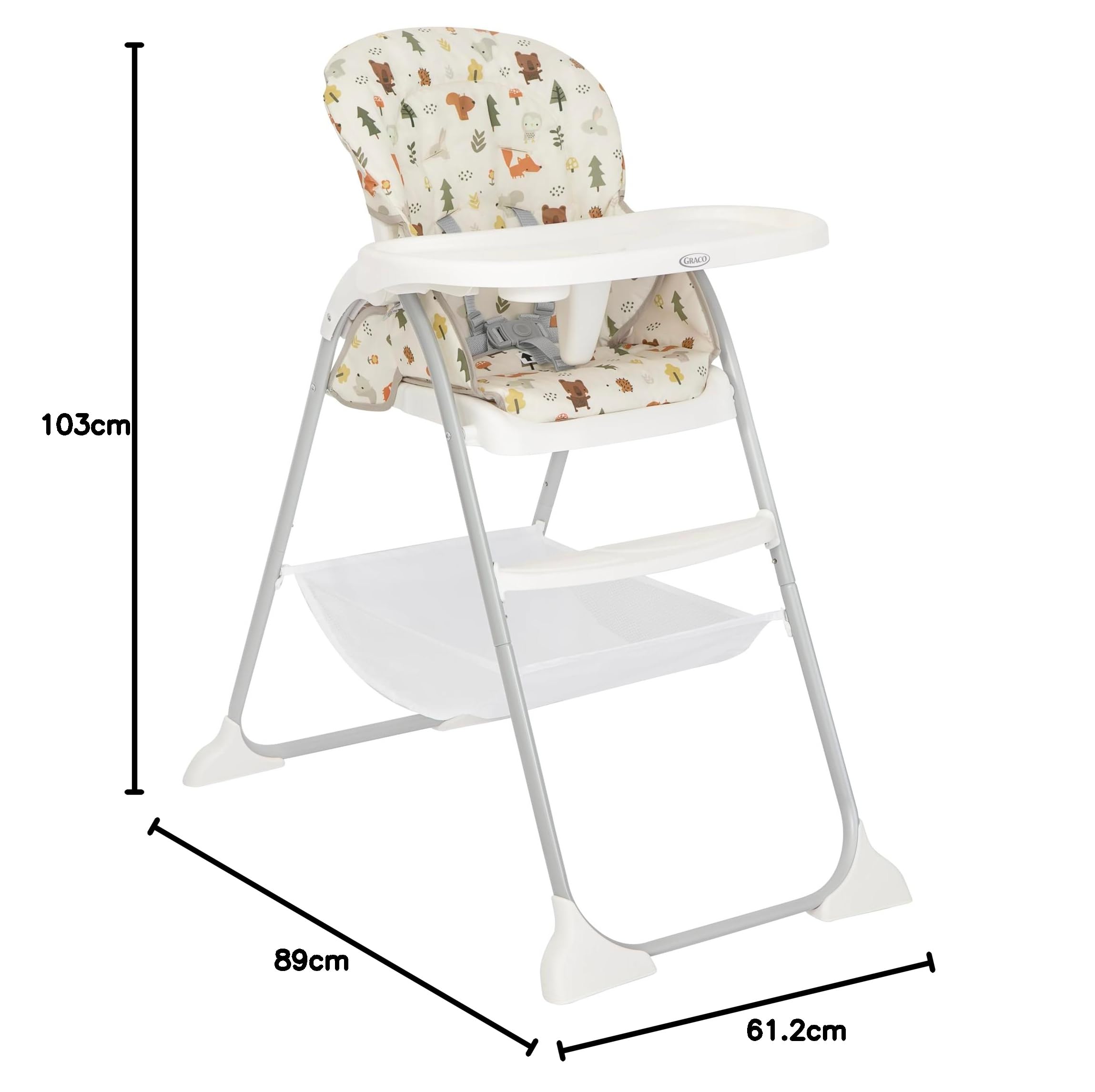 Graco - SnackEase Seggiolone con chiusura rapida, reclinabile, da 6 mesi fino a circa 3 anni (max 15 kg), fantasia Nature Trail