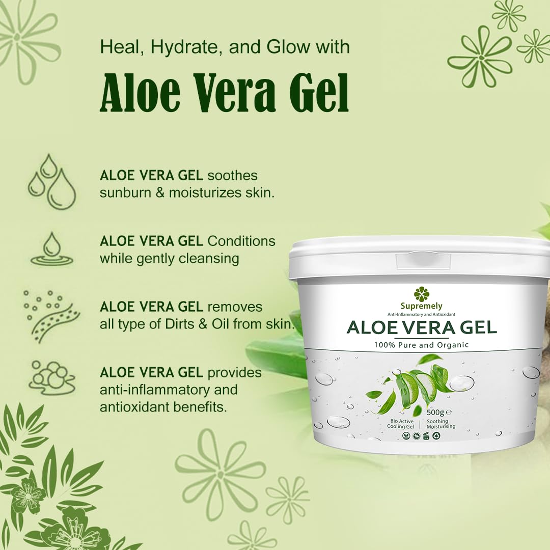 Supremely 100% Pure Aloe Vera Gel 500 Grams, Clear, 500 ml (Pack of 1) - Image 3