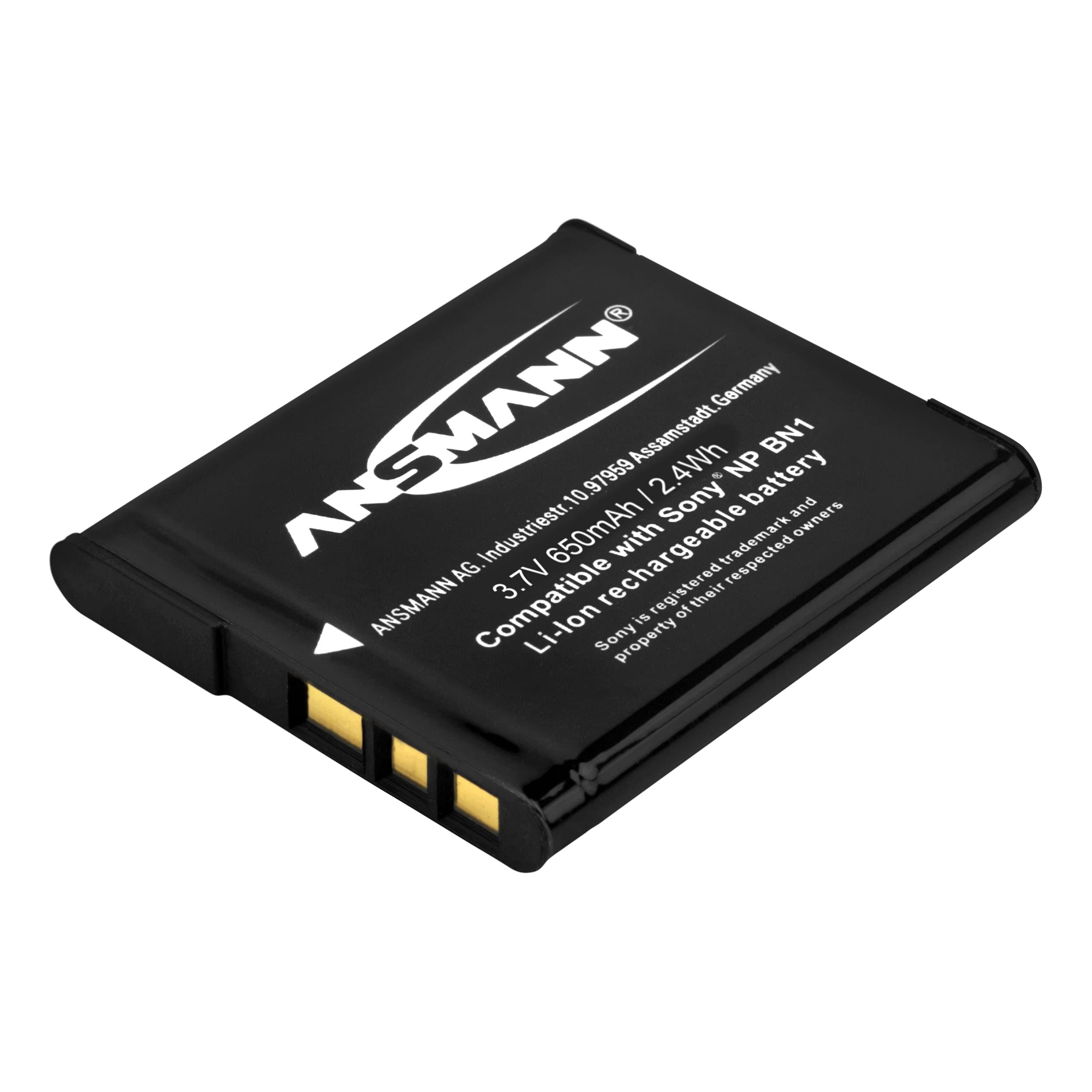 ANSMANN Li-Ion 3.7V Camera Battery Replacement For NP-BN1 [Pack of 1] Compatible with Sony Cameras Incl Sony Cyber-shot DSC-J10, Cyber-shot DSC-TX5, Cyber-shot DSC-W510 & Many More - 5 Year Warranty