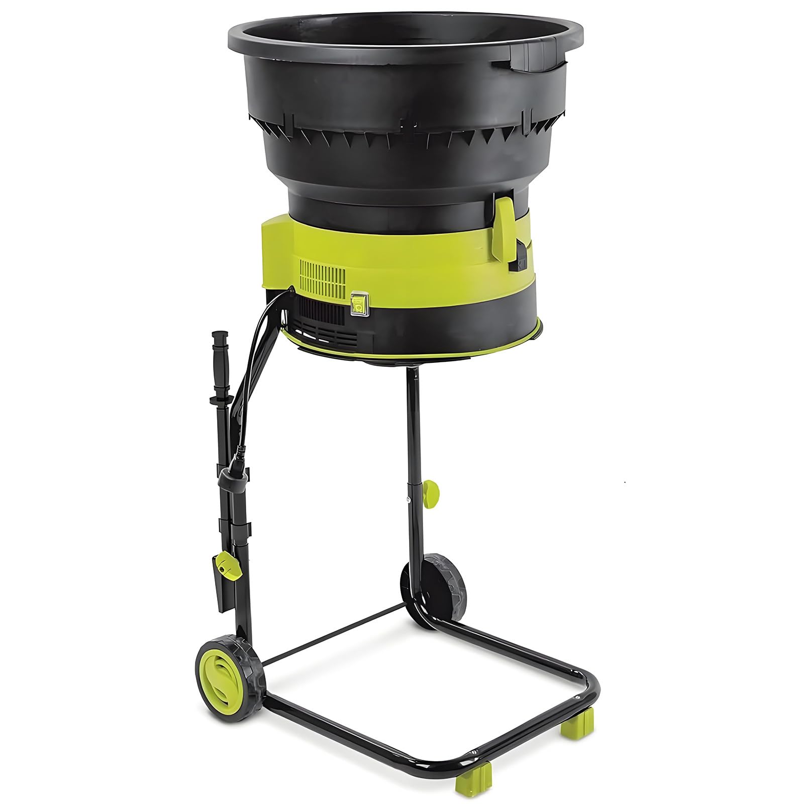 Trituradora eléctrica de jardín y trituradora de hojas con ruedas, bolsa de almacenamiento y cable de alimentación de 40 m para una limpieza eficiente del patio y compostaje