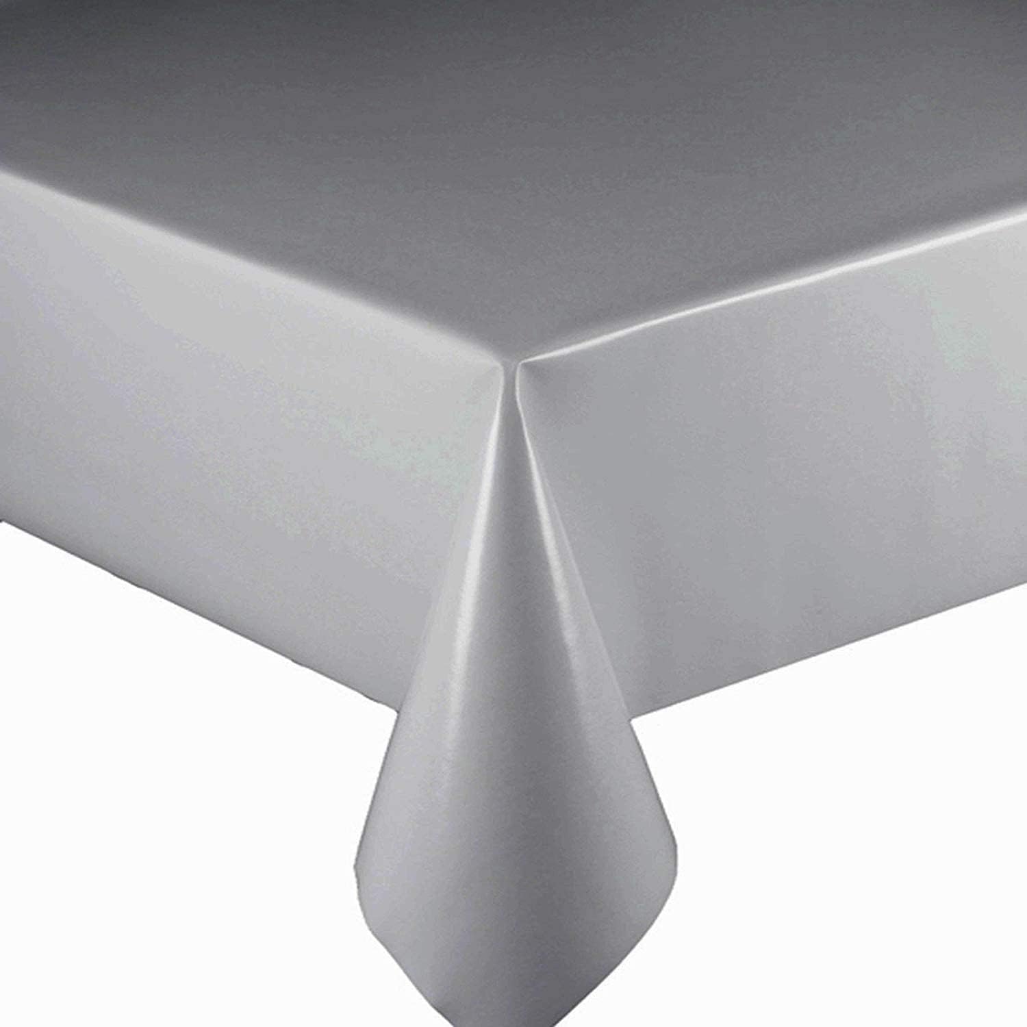 Designers247 Plain Smokey Grey PVC Plastic Vinyl Table Cloth Smoke Silver Grey Christmas Party Events Dining Oil Cloth (Oval 200cm x 135cm 78" x 52" inches)