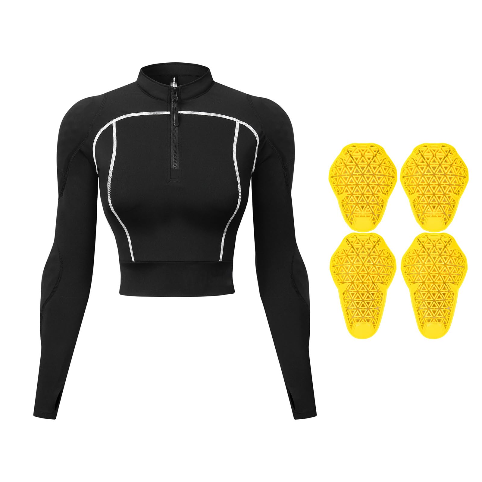 Top da Moto Donna Certificato CE – Abbigliamento Protettivo Soft Shell Traspirante – Armatura Motocross Strato Base – Giacca da Guida ad Alta Visibilità – Maglia da Moto Imbottita