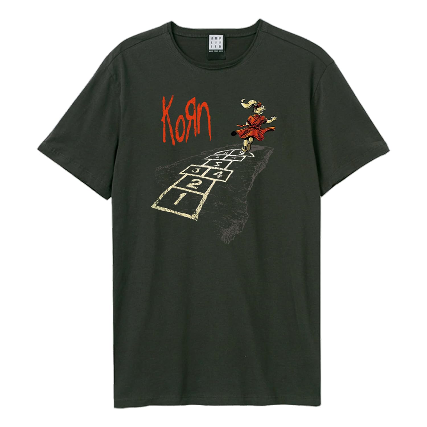 Amplified - Camiseta Follow The Leader Hopscotch Korn para Adultos Unisex (S) (Carbón)