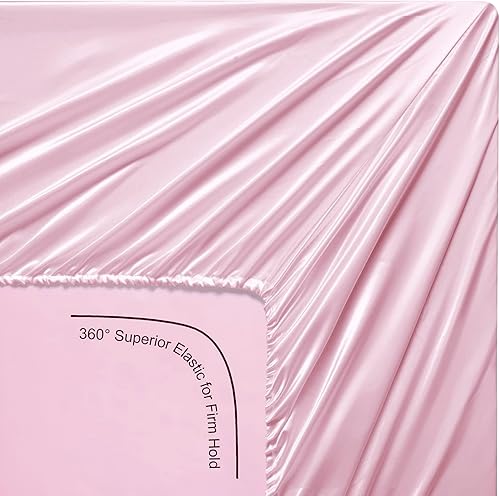 Miniatura 7 de Lanest Housing Sábanas de satén de seda, juego de sábanas de 4 piezas con bolsillos profundos, sábanas de seda hipoalergénica suaves que mantienen