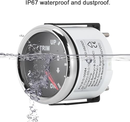 Miniatura 4 de Indicador de inclinación de ajuste de señal de 2.047 in de 0-190 ohmios con retroiluminación roja para motores, barcos y vehículos modificados