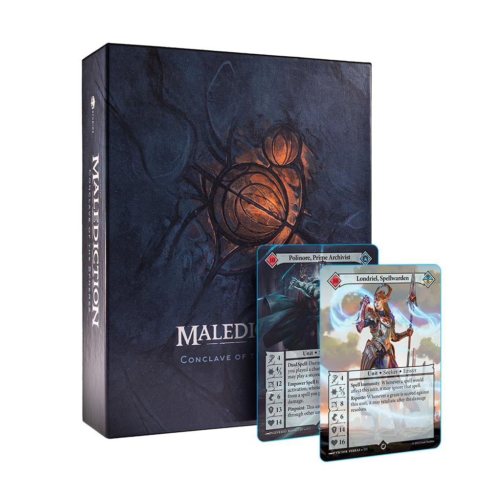 Malediction: Conclave of The Spheres, set di scatole da gioco di strategia, 80+ carte premium, 29 piedi, pezzi del terreno, libro delle regole