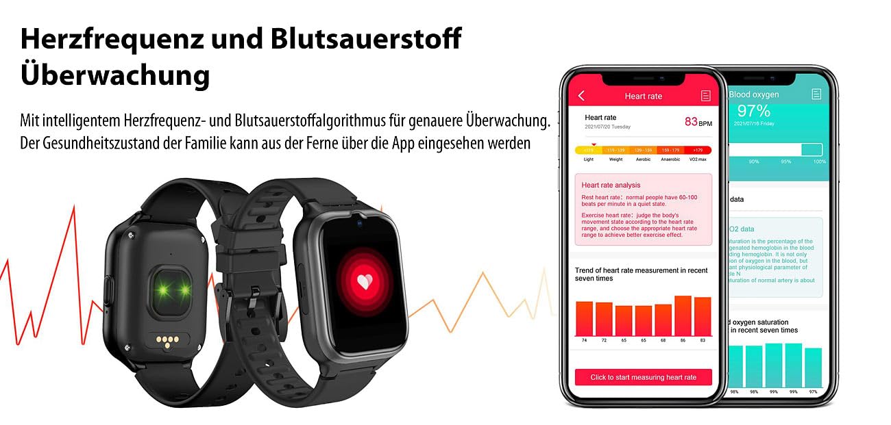 simvalley MOBILE Notruf Uhr mit SIM-Karte: 4G/LTE-Senioren-GPS-Handy-Uhr mit Garantruf Easy und Video-Telefonie (Senioren Smartwatch mit SIM-Karte, Handyuhren, Telefon)