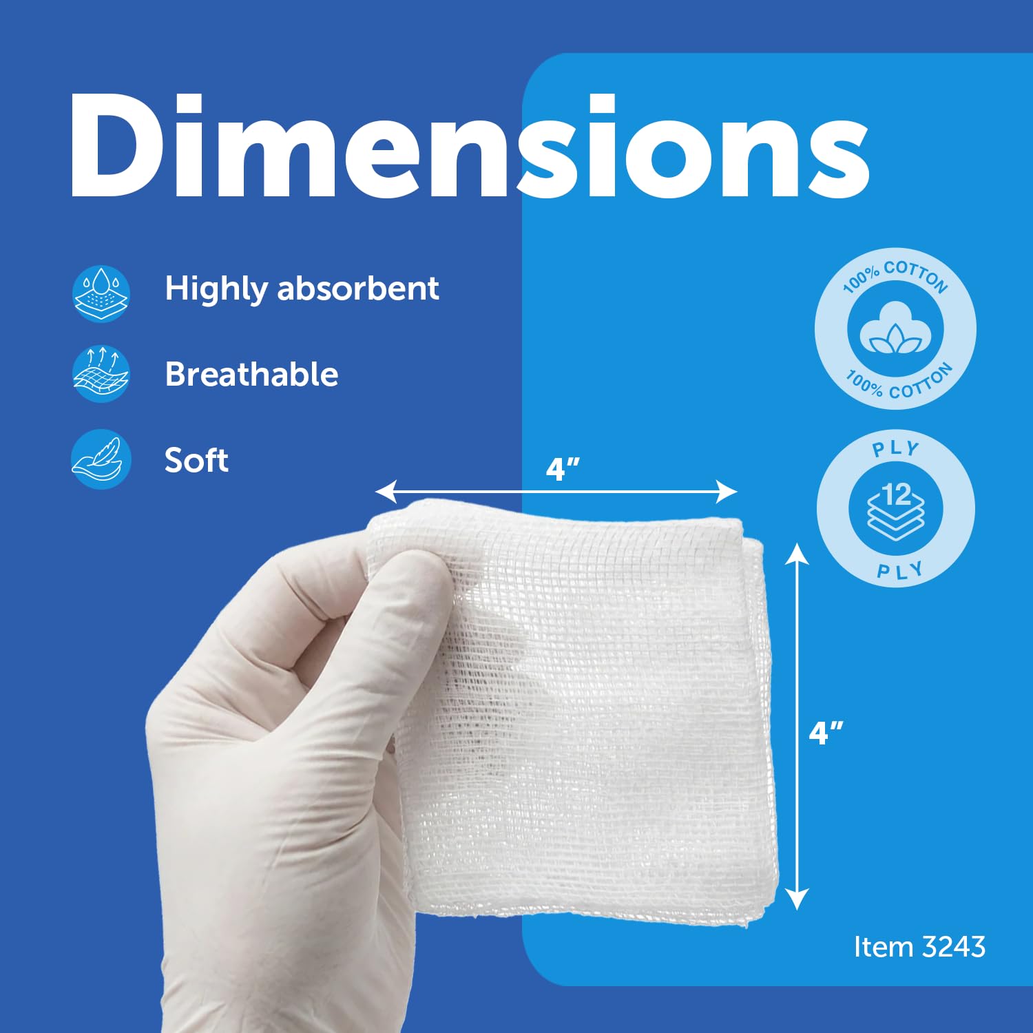 Dynarex Surgical Gauze Sponges, Non-Sterile Pads for General Cleaning and Wound Packing, Made from 100% Absorbent Cotton, 4" x 4," 12-Ply and Latex-Free, 1 Box of 200 Dynarex Surgical Gauze Sponges — Amazon image 2