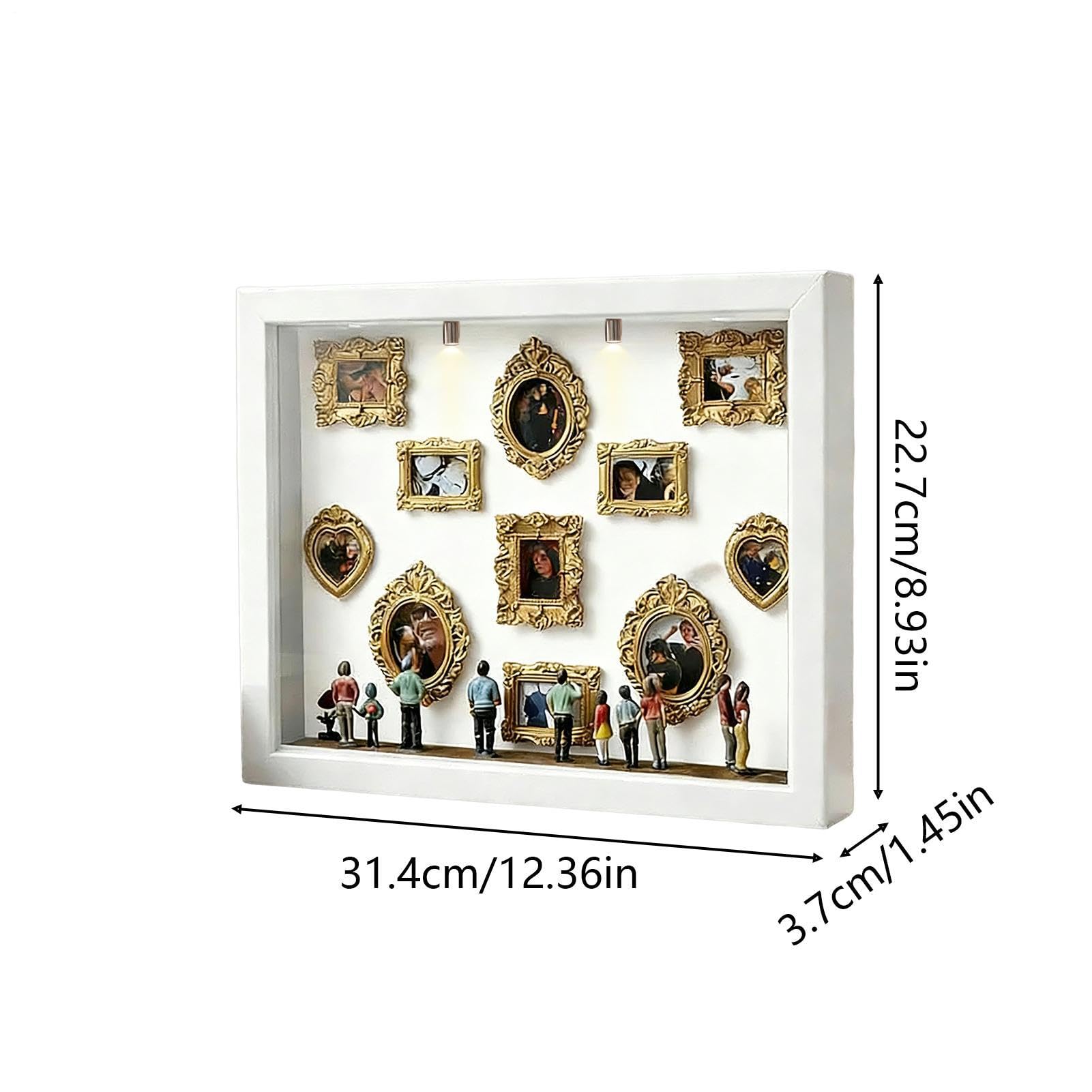 DIY Mini Museum Silhouette Box - Shadow Box Frame Kit Con 11 Cornici Dorate & 8 Figurine | Per San Elegante, Anniversari E Matrimoni | Vetrina Illuminata Per Ricordi Familiari