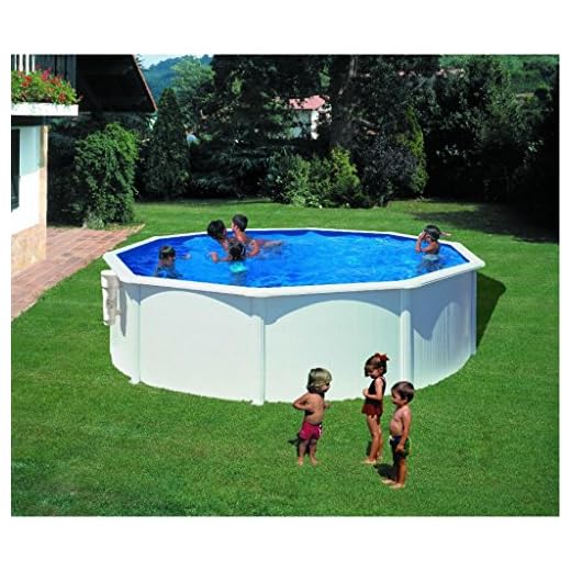 Piscina De Acero Elevada,Forma Redonda Con Aspecto Acero Blanco. Piscinas Desmontables Para Jardín 460 X 120 Cm - Piscina Gre Kitpr453 Bora Bora.