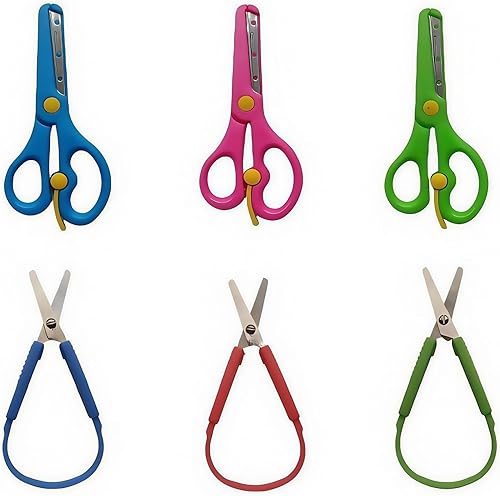Tijeras de bucle para niños y adolescentes, tijeras de entrenamiento preescolar, tijeras de seguridad para niños, asas de compresión fáciles de Tijeras de bucle para niños y adolescentes, tijeras de entrenamiento preescolar, tijeras de seguridad para niños, asas de compresión fáciles de
