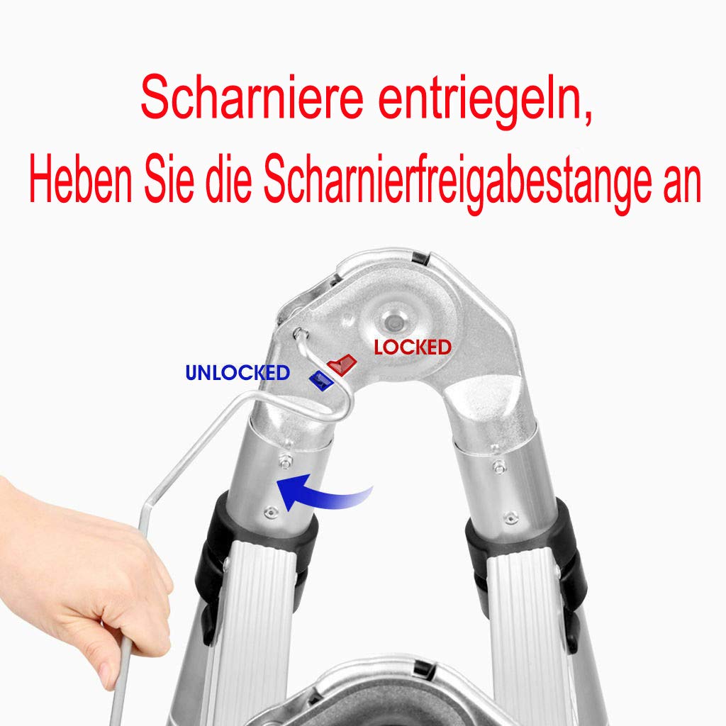 Robuste 2,5 M + 2,5 M A-Frame Teleskop Leiterverlängerung Aluminium Leiter Teleskop Klapp Trittleiter für Mehrzweck-Sicherheitsstandard EN131 150kgs/330lbs Kapazität