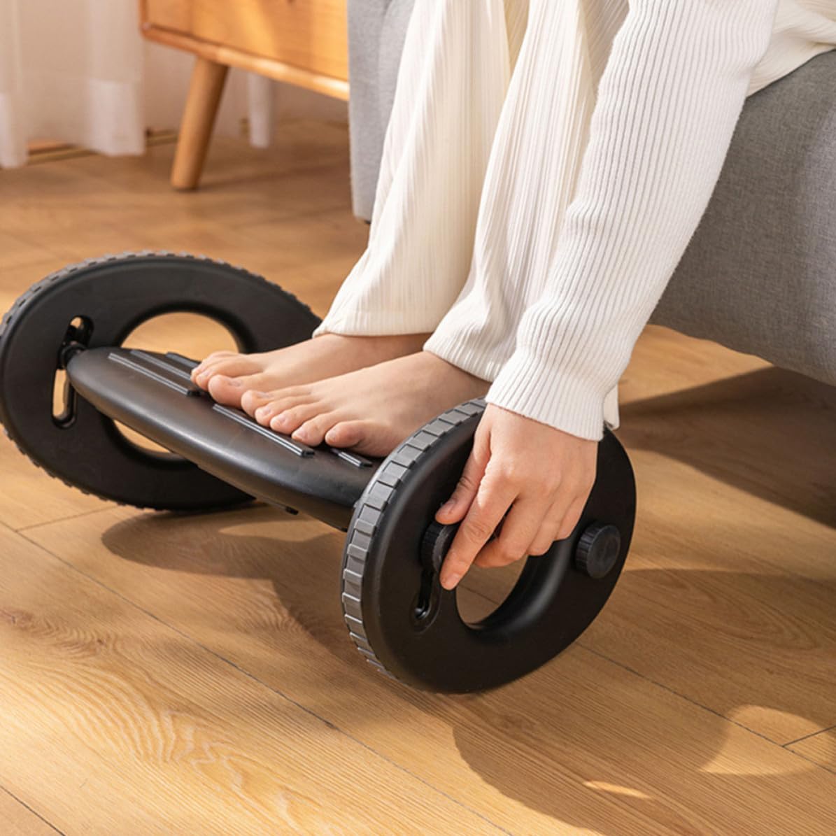 Büro Fußstütze Schaukelfußstütze Schwarz für Schreibtischbein