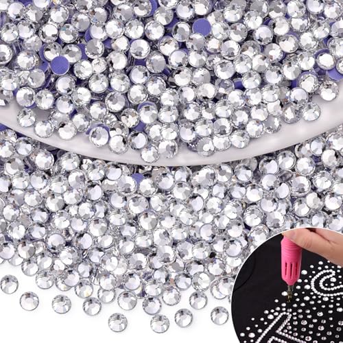 1500Pcs Hotfix Rhinestones for Clothing, Clear SS20 Iron On Flatback Glass Gems, Bedazzler Crystals Rhinestones for Crafting Clothes Hats Shoes Fabric Bedazzling Decor Nail Art