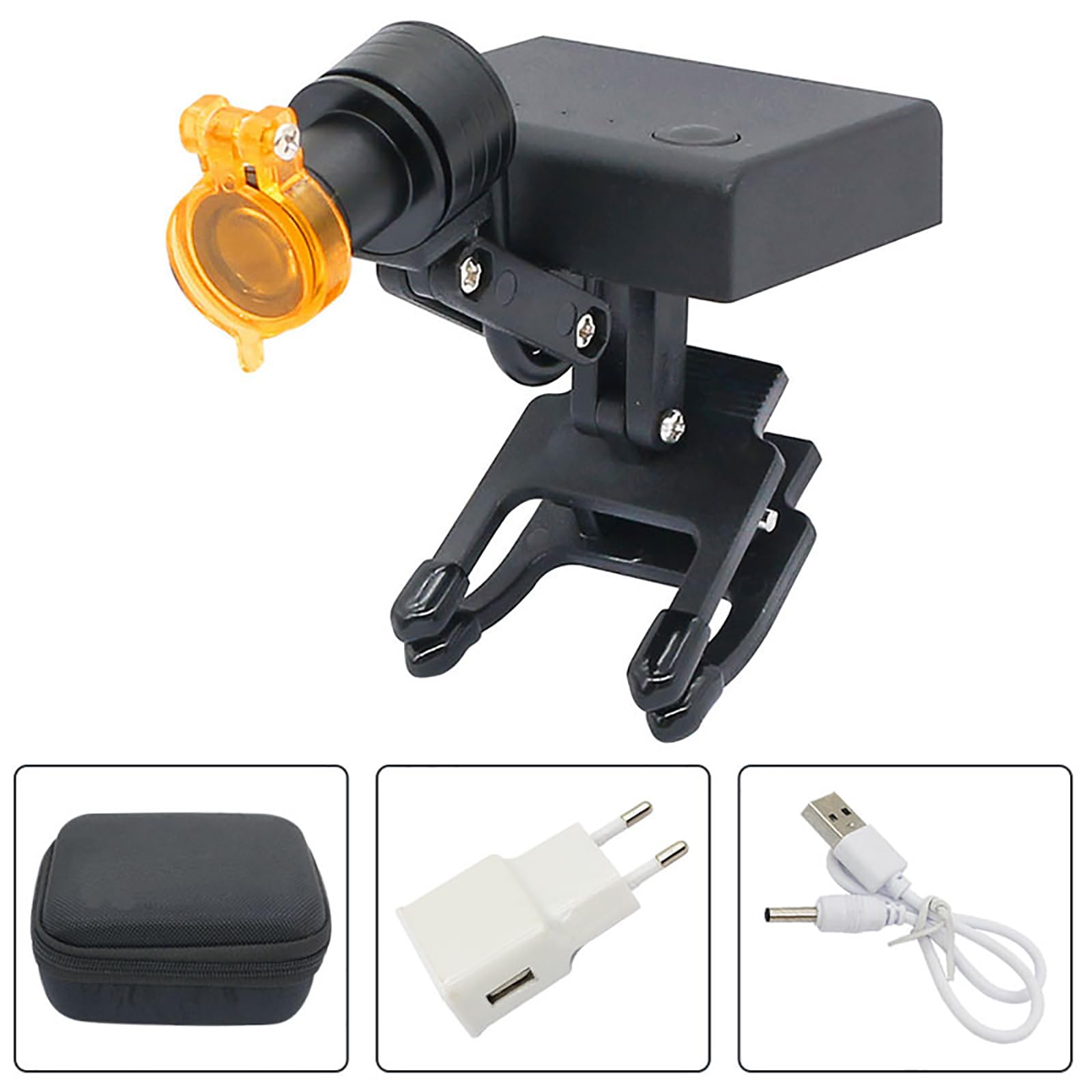 KEhtu Luce Odontoiatrica a LED, Faro a Clip Wireless da 5 W con Filtro Giallo, Regolazione della Luminosità a 4 Livelli, può Essere Utilizzato per Occhiali Personali, Strumenti per La Cura Orale