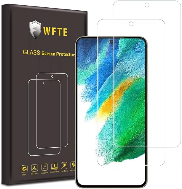 WFTE [2-Pack Screen Protector for Samsung Galaxy S21 FE 5G,Not compatible with Samsung Galaxy S21 5G,Dust-Free Premium Tempered Glass Screen Protector For Samsung Galaxy S21 FE 5G