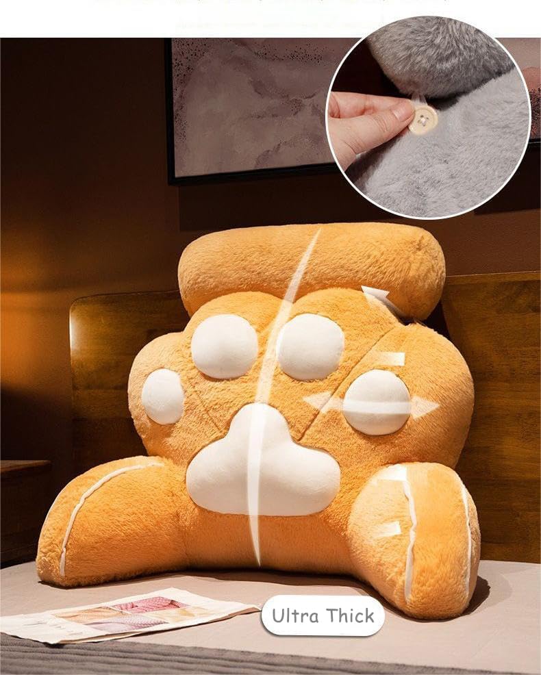 Miniatura 3 de Almohada de apoyo lumbar de felpa con patas de gato, cómodo cojín de respaldo con brazos, almohada de protección de cintura anticolisión para leer