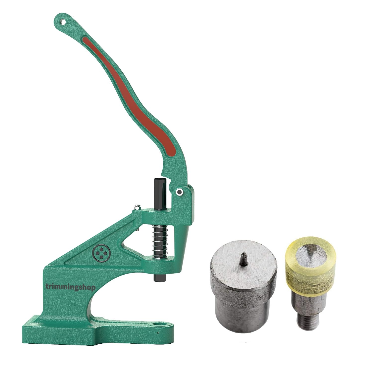 Trimming Shop Verde Prensa de Mano Máquina Y Dos Piezas Simple Tapa Remaches Tubulares Set Plantillas - Manualmente Funciona Herramienta Ajuste para Remachado - Plateado, 10mm