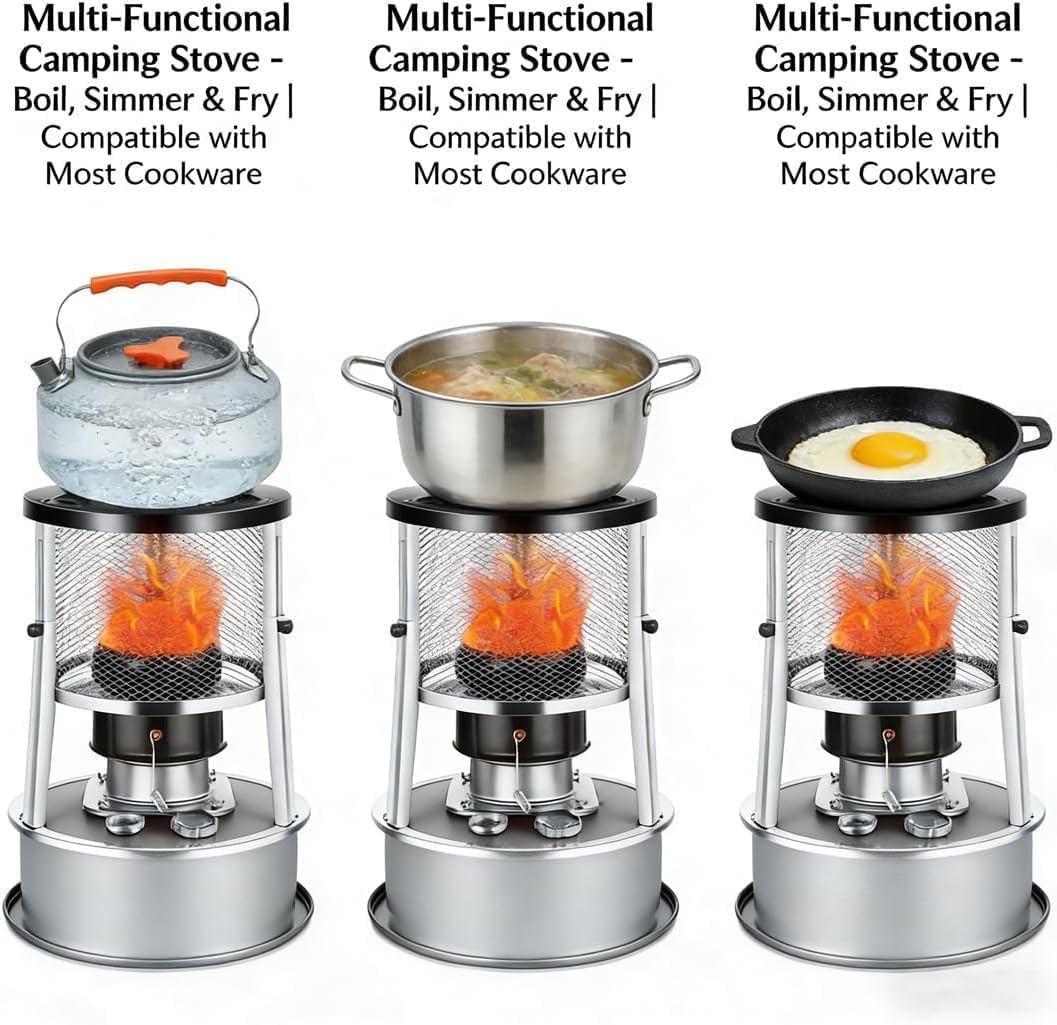 Kerosene Heaters for Indoor Use, 2-in-1 Portable Kerosene Heater & Stove, 9000 BTU Non-Electric Radiant Heater for Large Rooms up to 300 sq ft, 18–21h Runtime for Camping, Garage, Emergency (Black) — view 6