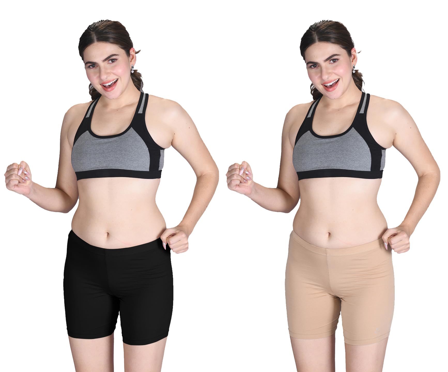 Lyra Pack of 2 Stretchable Cycling Shorts for Women-picture-34