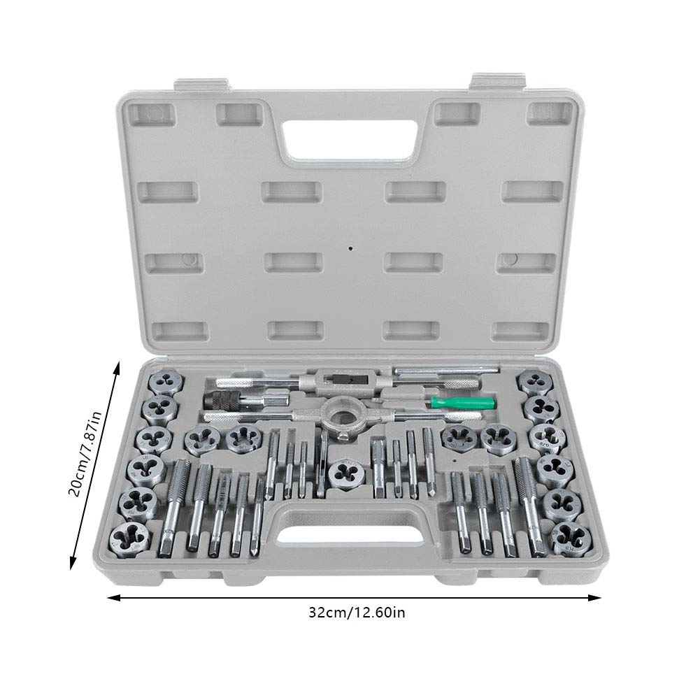 Set Maschi E Filiere, 40 Pezzi Set Maschi Per Filettare In Acciaio M3-M12, Rubinetto Metrico Tap Wrench e Die Pro con Chiavi e Strumenti a Mano per Impieghi Gravosi