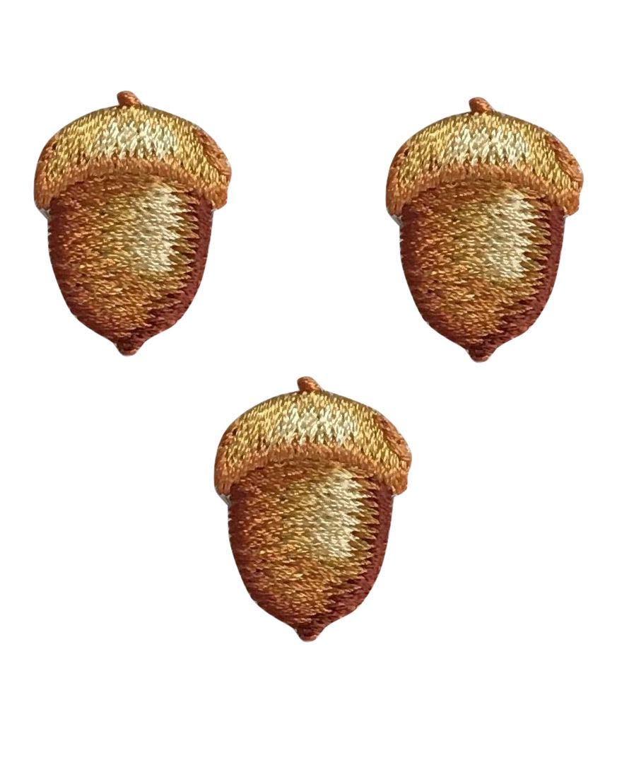 (Set of 3) Acorn - Single - Oak/Tree - Embroidered Iron on Patch