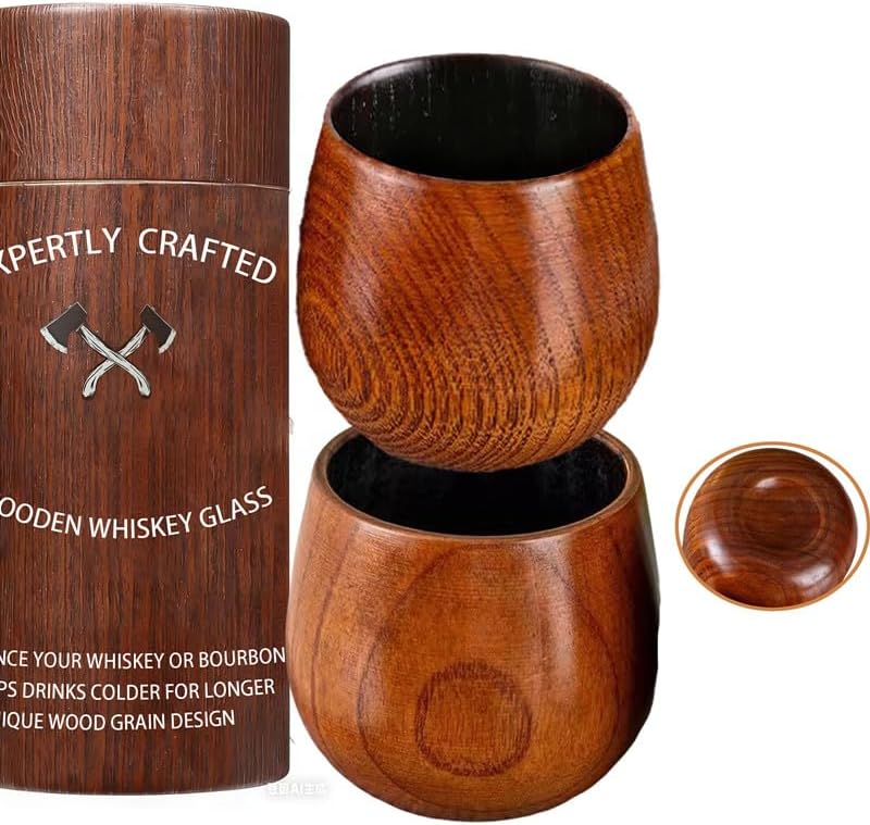 Charred Wooden Bourbon Whiskey Glasses,Handcrafted Old Fashioned–...