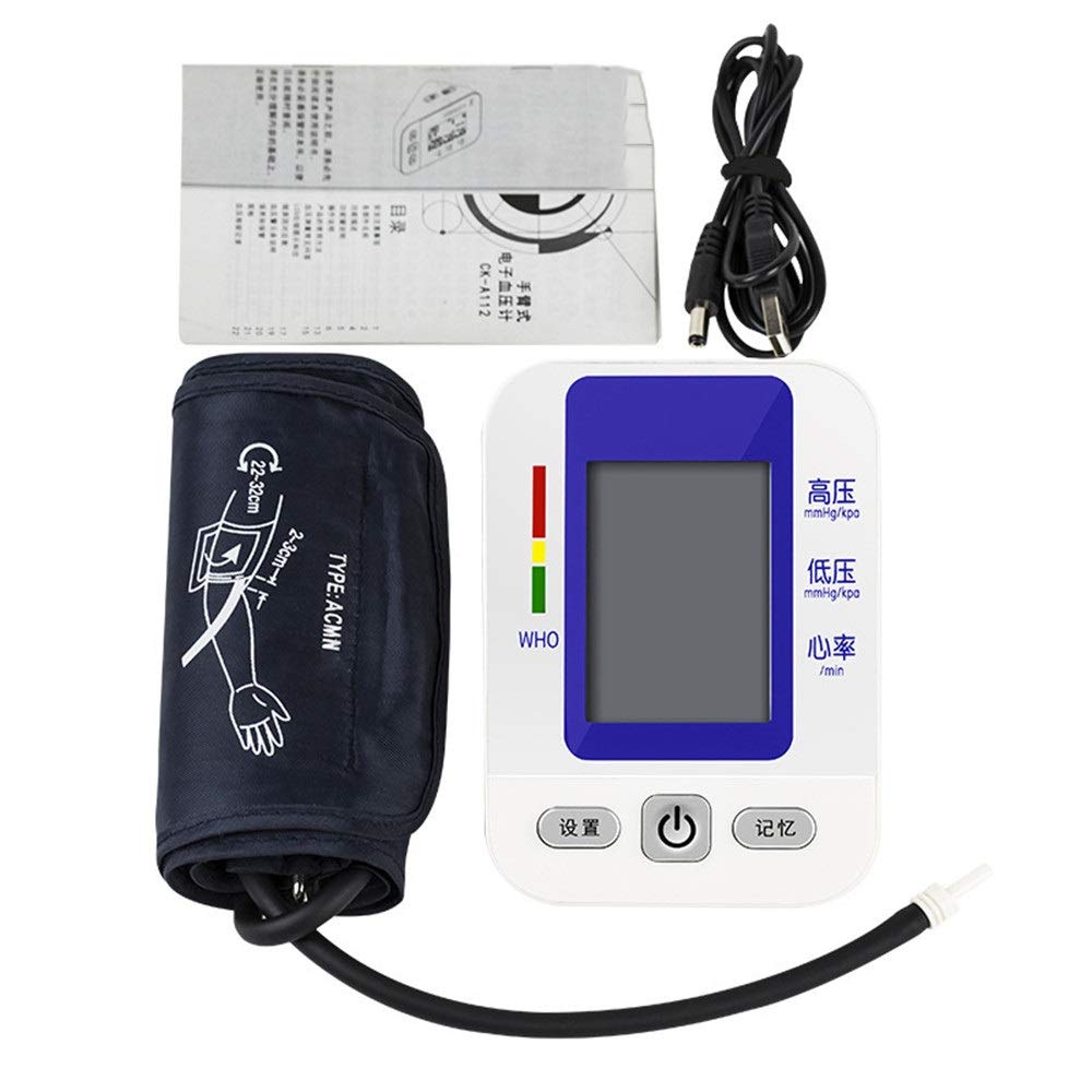 Esfigmomanómetro electrónico de Brazo medidor de presión Arterial Alta precisión automática hogar hipertensión fábrica manómetro (Color : White)
