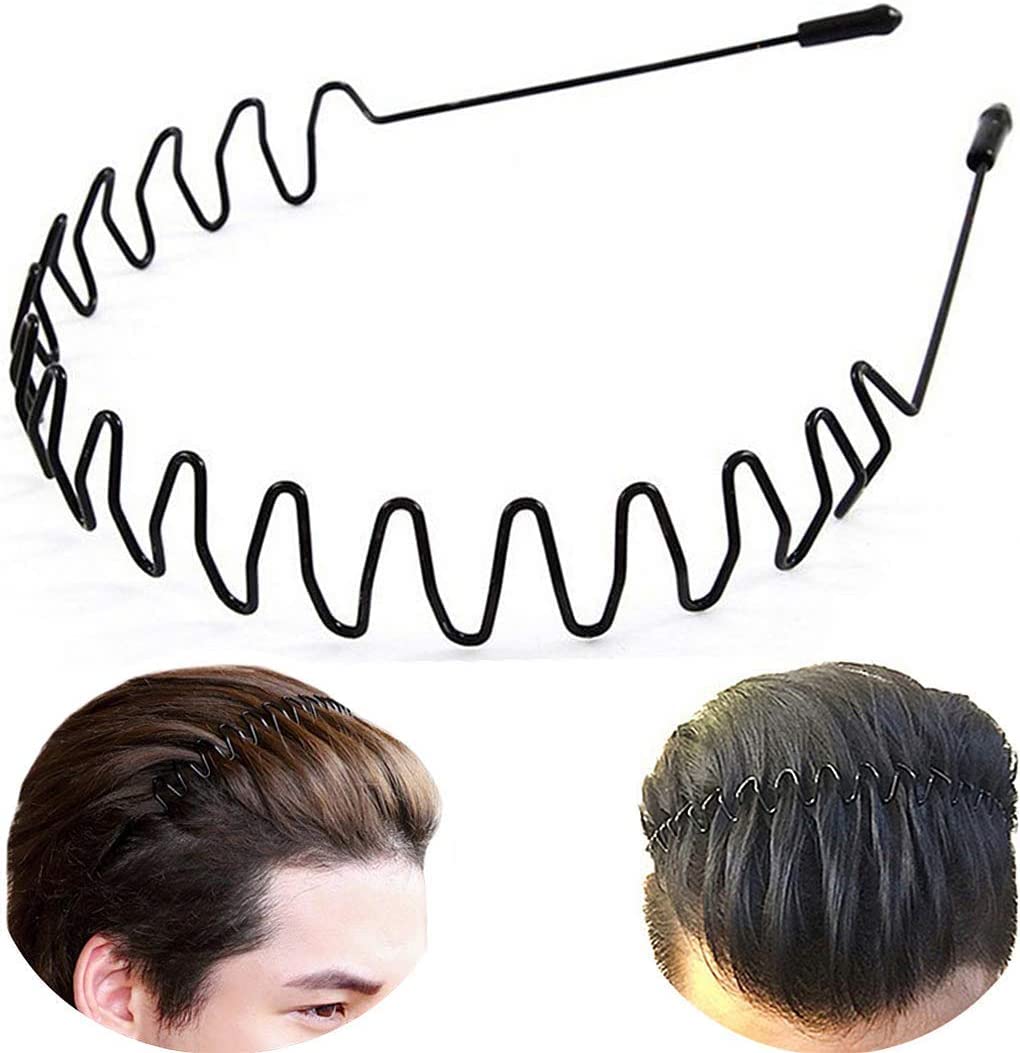 Metal Hair Hoop, Unisex Black Wavy Metal Hair Bands for Men Women's Headbands Sports Headband Hair Band Hoop Simple Fashionable Headband Headwear Accessories for Men