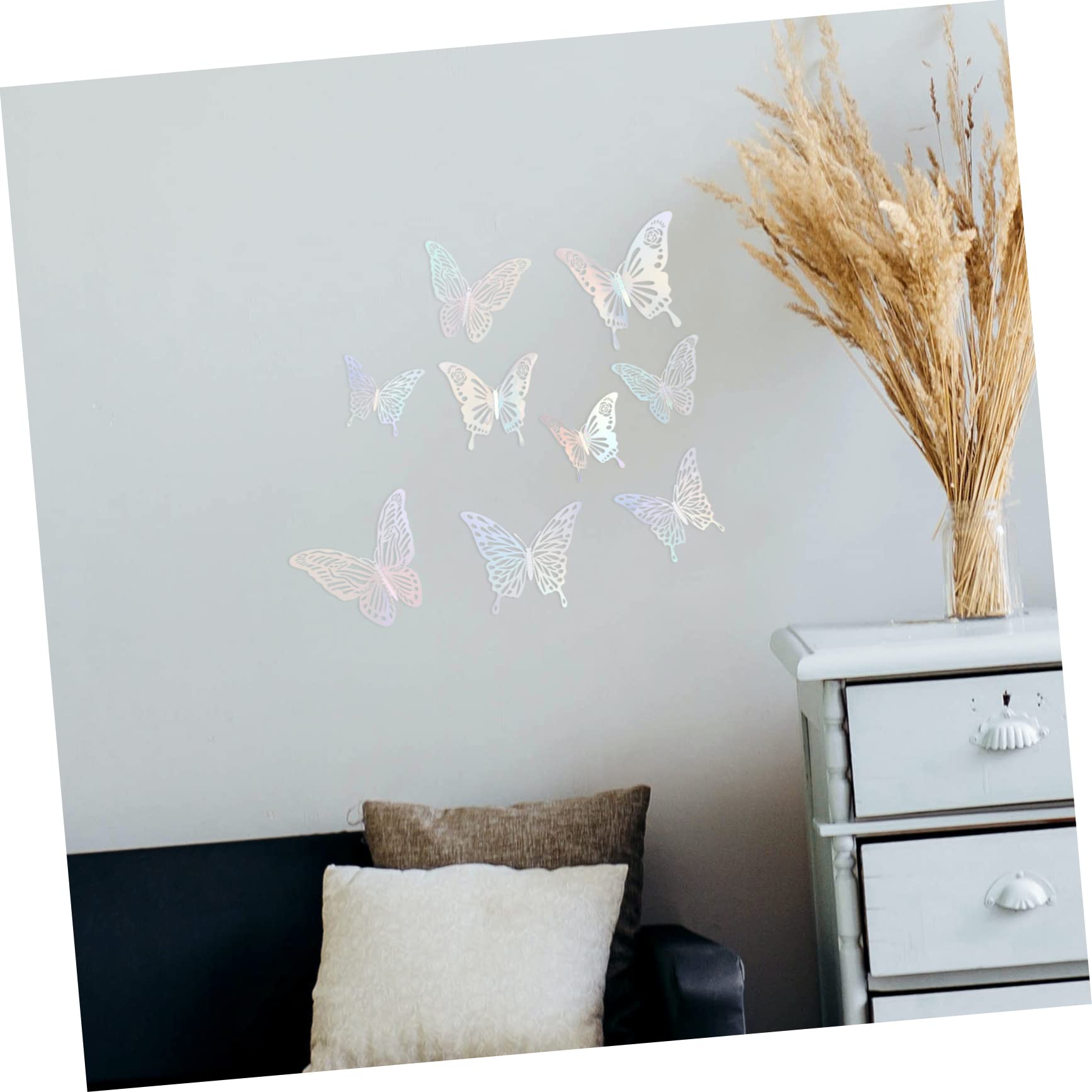 SHINEOFI 4 Set Decorazioni Murali Adesive Farfalle Adesivi Eleganti Per Camera Da Letto E Ufficio Design Rifinito E Vividità Superiore 72 Pezzi * 4