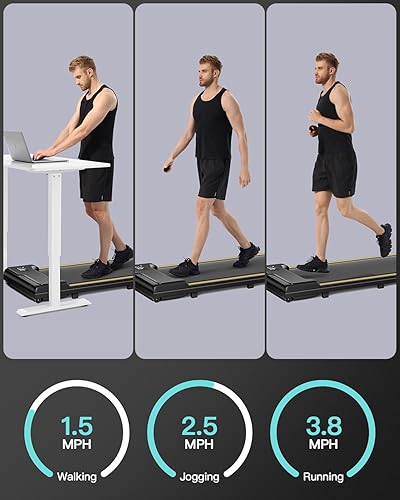 Miniatura 3 de UMAY Mini almohadilla para caminar con cinturón de correr más ancho, 2 en 1 plegables, para oficina en casa, caminadora pequeña para debajo del