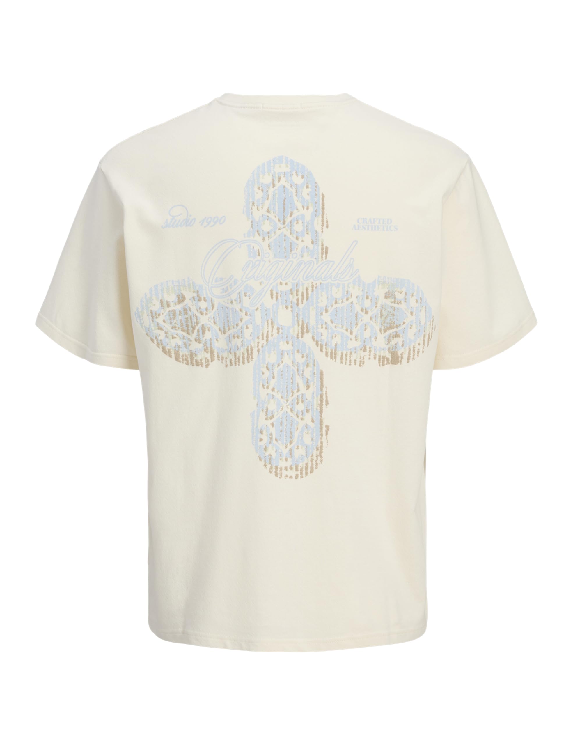 JACK & JONES Koszulka męska Jorhydra Pattern Tee SS Crew Neck, Antique White, L