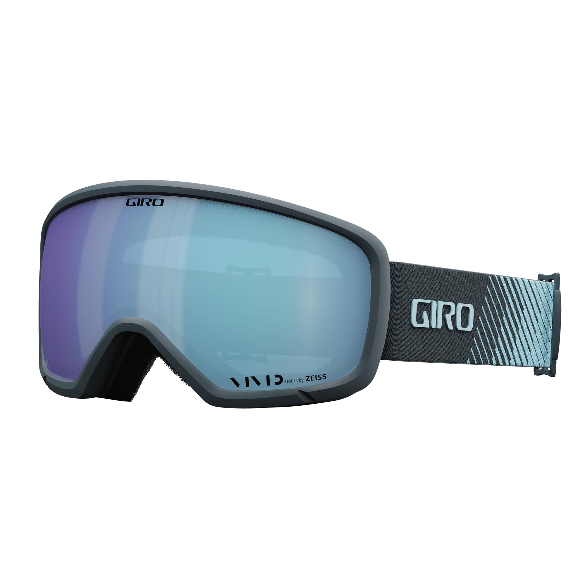 Giro Ringo - Maschera da sci per uomo, donna e ragazzi, con cinturino a forma di squalo scuro con lenti Vivid Royal
