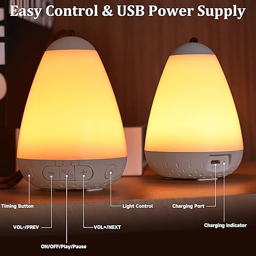 Miniatura 5 de Máquina de sonido para bebés, máquina de sonido portátil para dormir con luz nocturna, ruido marrón, ruido natural, canción de cuna, máquina de