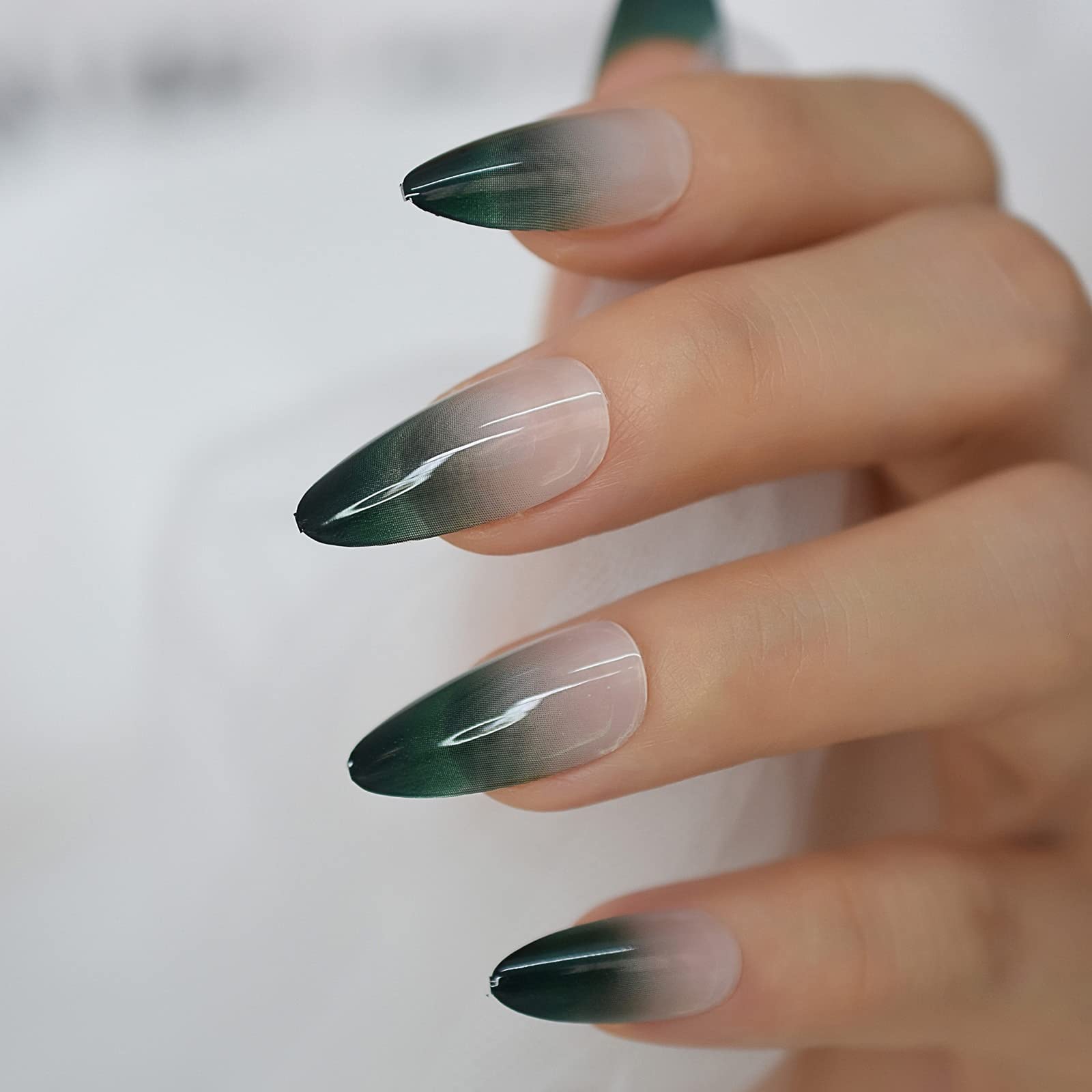 Amazon.com: Coolnail Ombre Press on Nails Gradient UV Finish Design Medium  Long False Fake Nail Pointed Almond Shape Reusable Nail Kit for Women :  Beauty & Personal Care