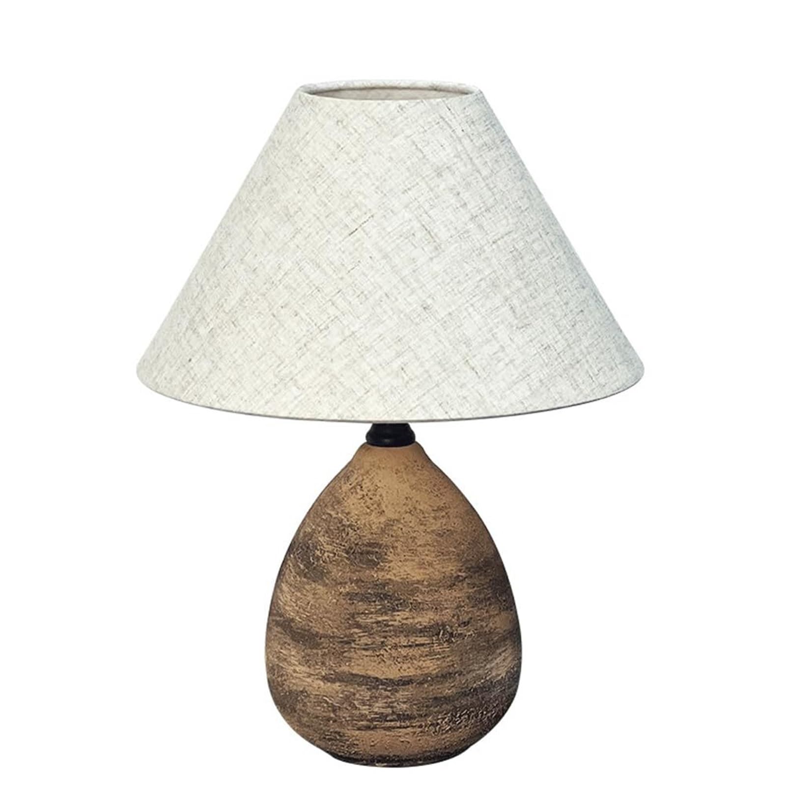 Handcrafted Ceramic Table Lamp With Linen Shade Vintage Rustic Farmhouse
