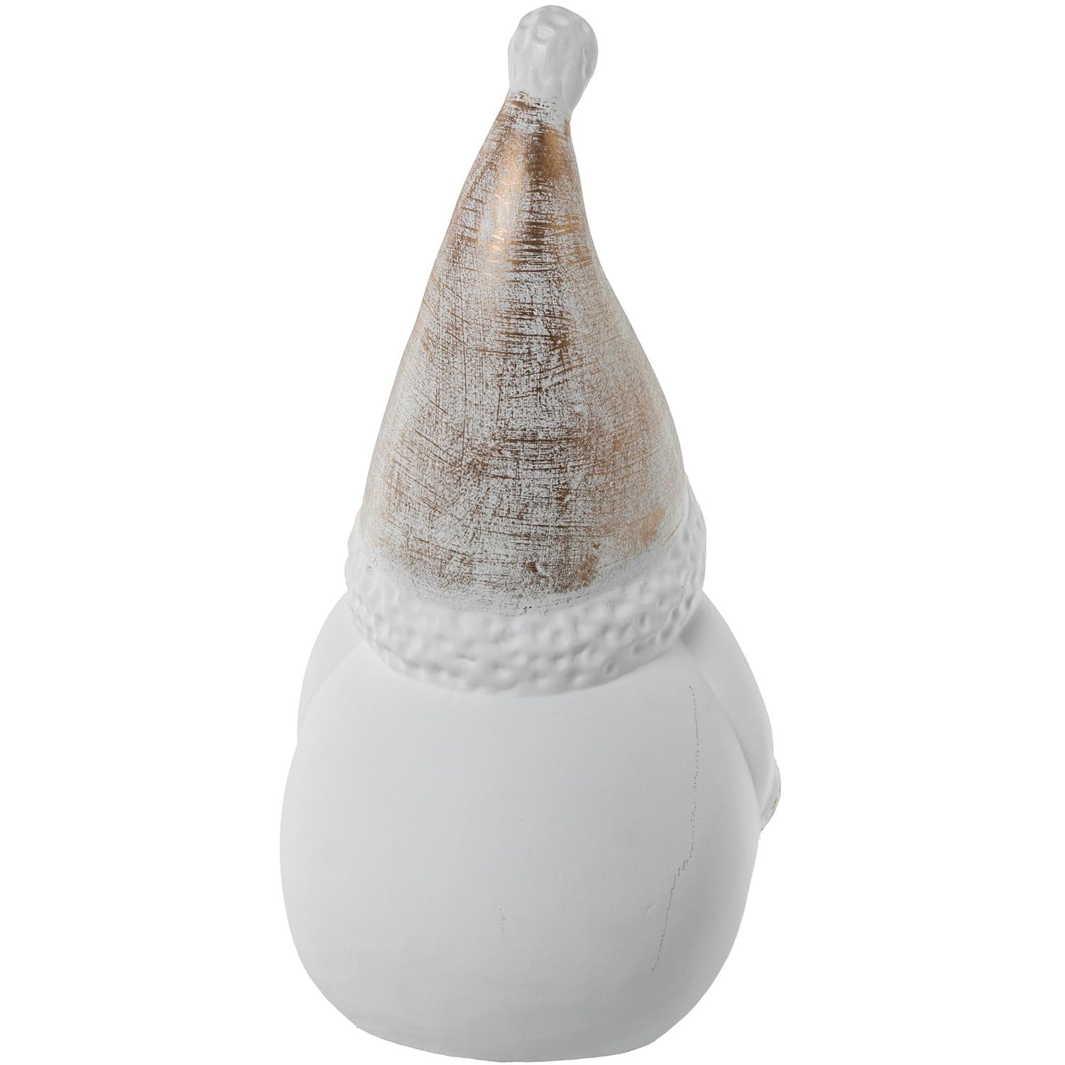 Figura Papa Noel de Ceramica en Blanco y Dorado 18x18x40 cm