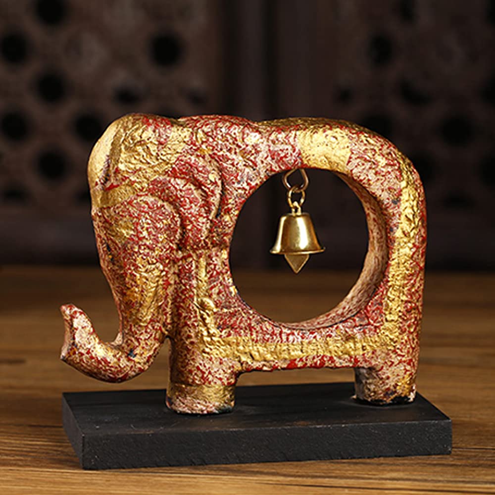 Windmilne Hand-Carved Pictogram Bronze Bells, Bronze Musical Instruments, Creative TV Cabinets/Wine Cabinets/Tabletops/Entrance Ornaments (Red)