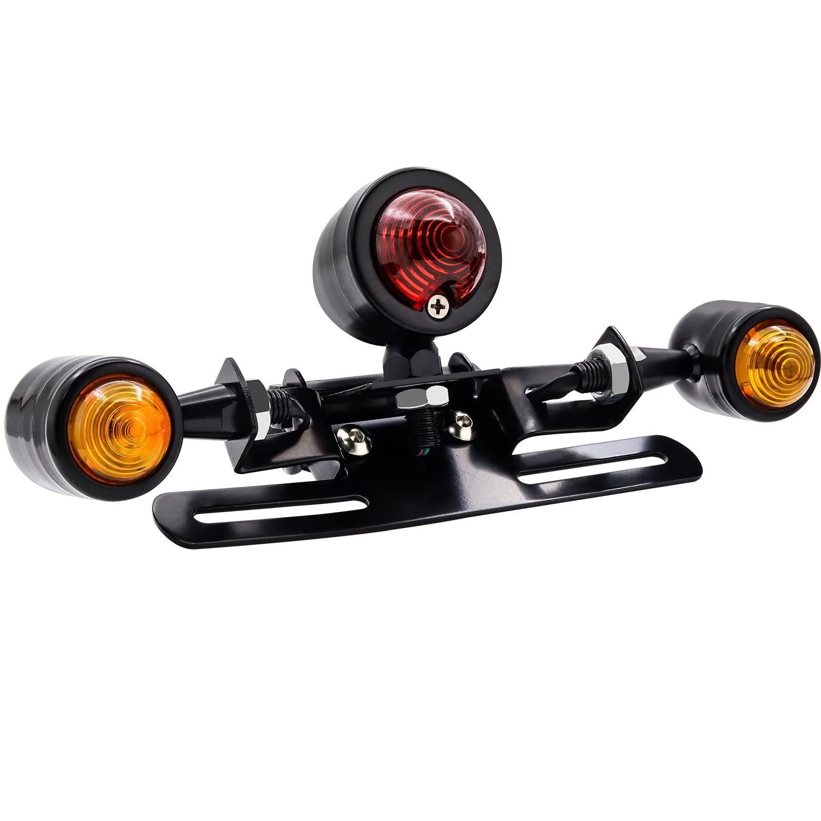 Biqing [3 in 1] Fanale Posteriore Moto,12V Universale Frecce LED Luce di Stop Integrata Indicatori di Direzione con Staffa Targa Nero