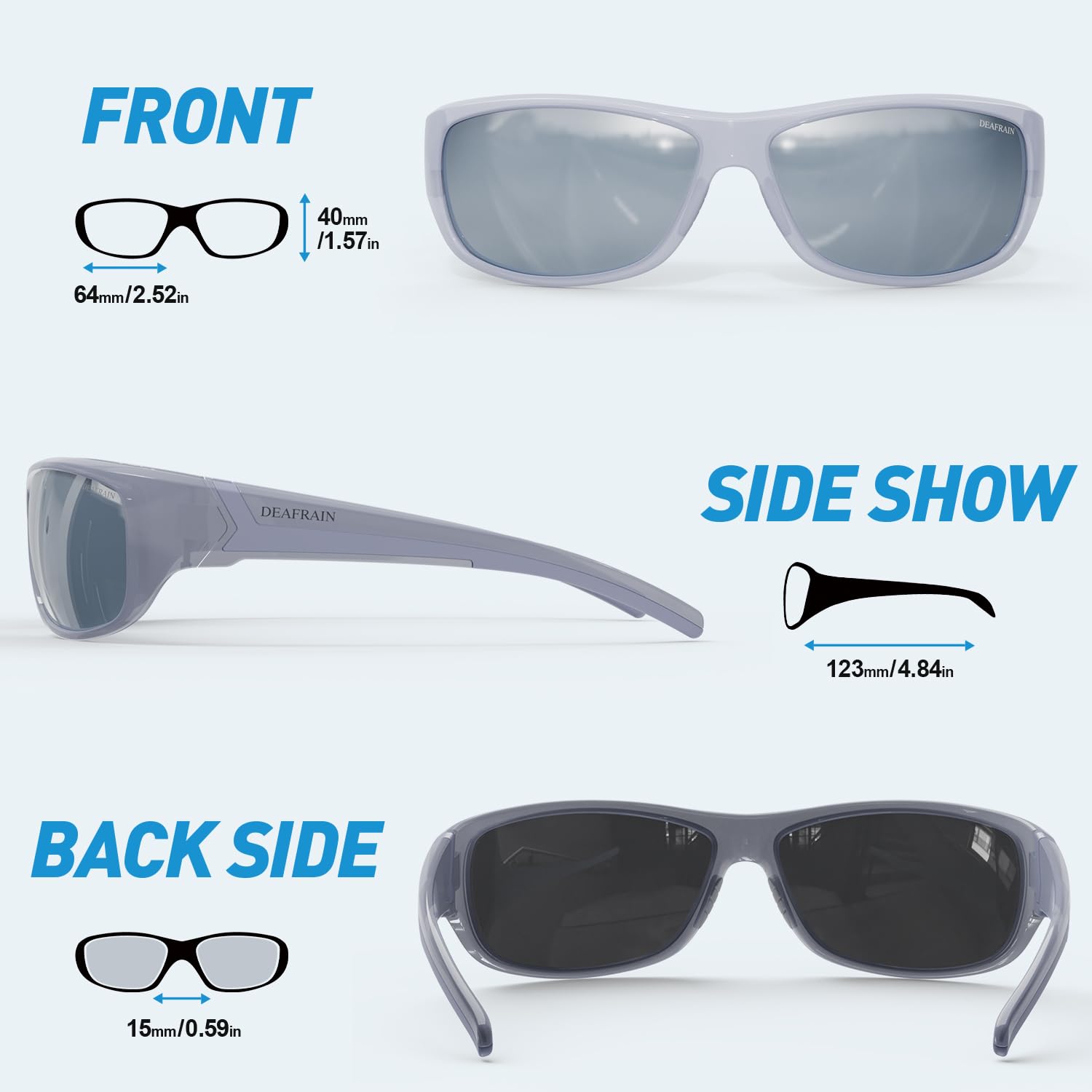 DEAFRAIN Polarisierte Sport-Sonnenbrille für Männer und Frauen, Fahren, Angeln, Radfahren, Laufen, UV-Schutz