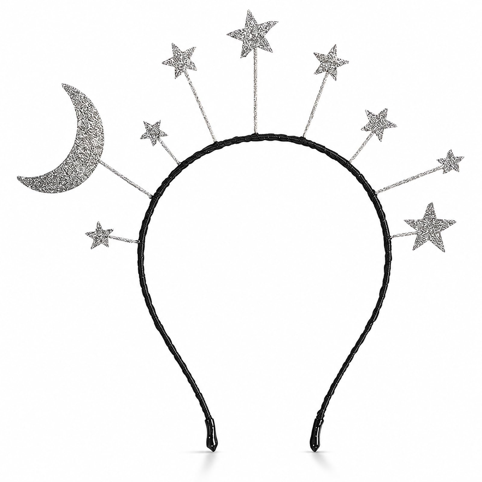 Oarkive Silver Moon Headband with Star for Women, Space Costume Headpiece