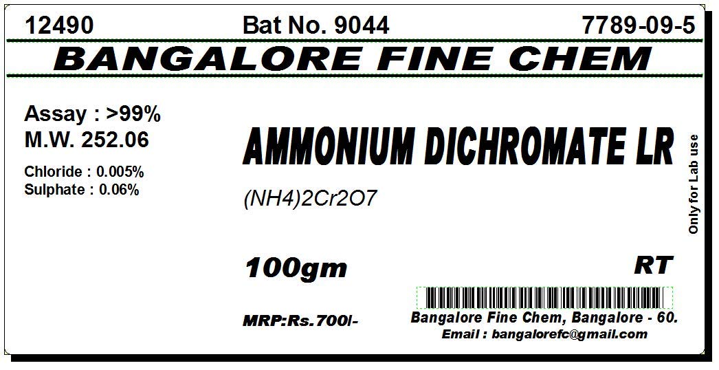 BFC AMMONIUM DICHROMATE LR - 100gm. ((NH4)2Cr2O7) CAS No. 7789-09-5 (B0928BV4PZ) Amazon Price History, Amazon Price Tracker
