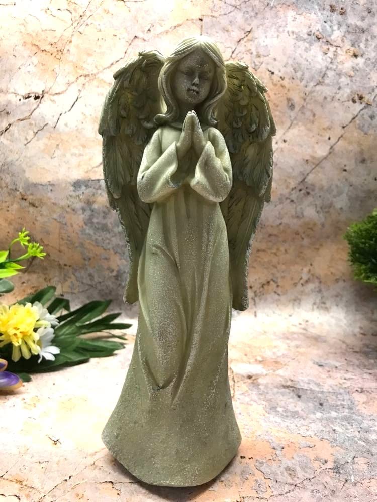 Osiris Trading UK Guardian Angel Praying Graveside Sculpture Memorial Grave Peaceful Garden Ornament