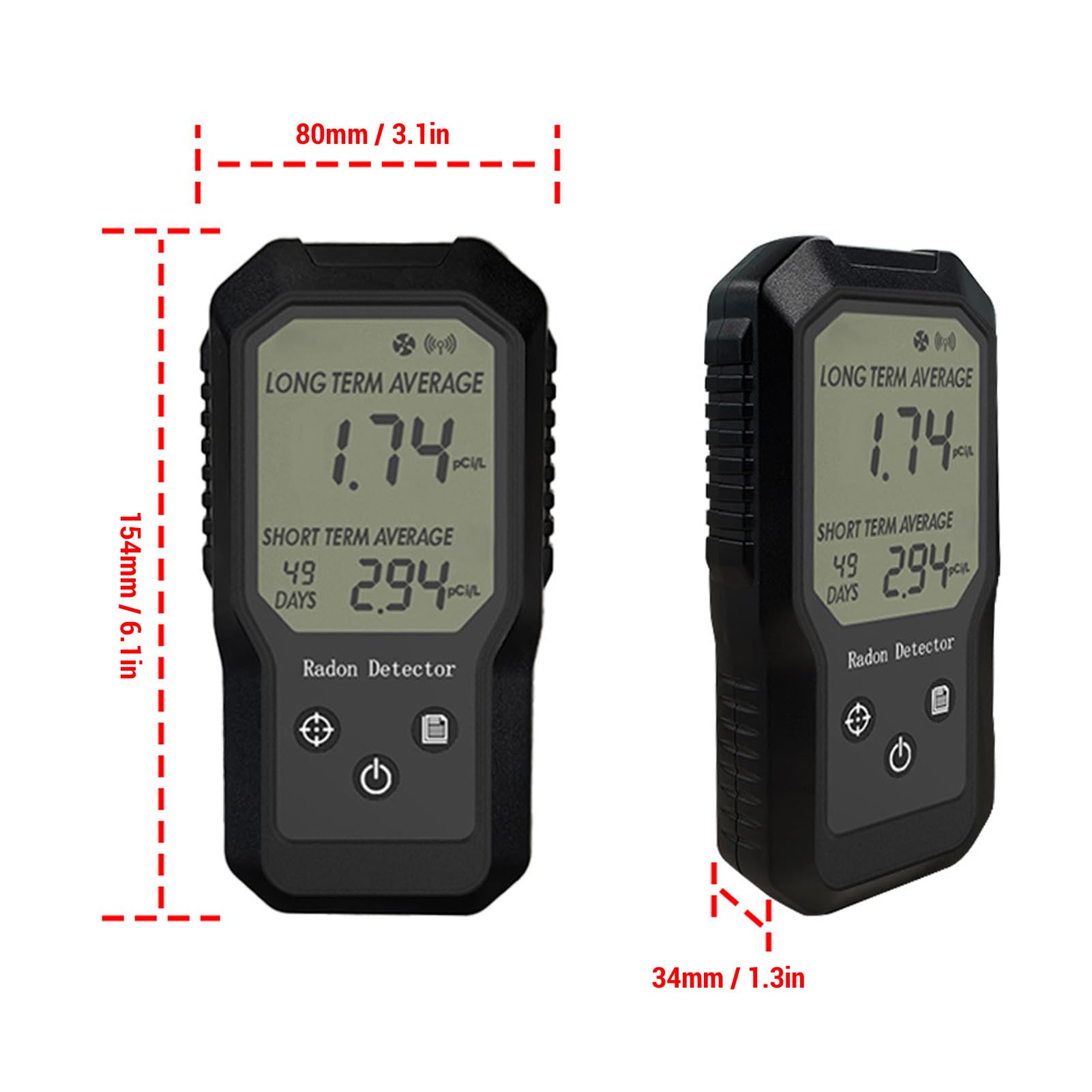 Cocoarm Rilevatore Digitale di Radon, Tester Portatile di Gas Radon con Supporto a Parete e Tripla Protezione per Casa, Miniera, Tunnel, Visualizzazione a Lungo e Breve Termine